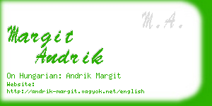 margit andrik business card